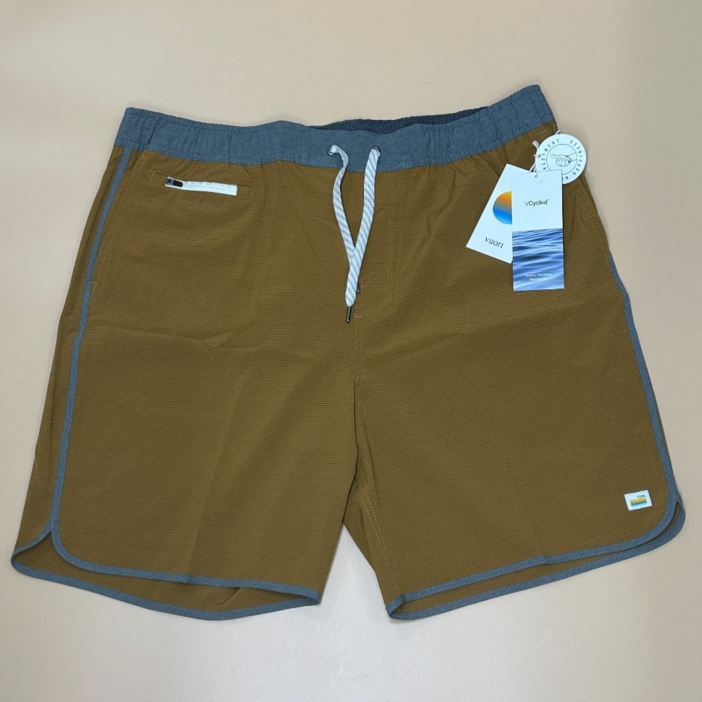 Vuori‎ Men's Bank Shorts Dark Golden Slub Stripe - Pick Size